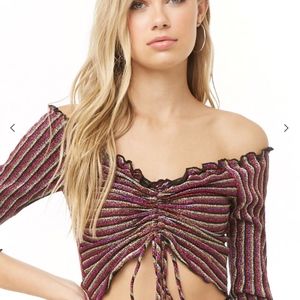 Forever 21 Metallic Striped Crop Top NWT
